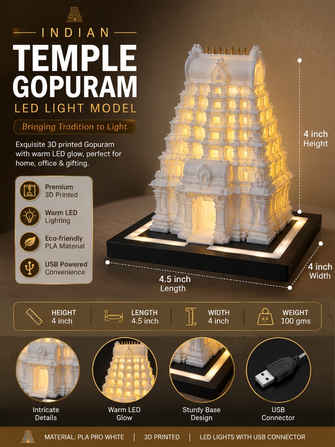 TEMPLE GOPURAM LED LAMP - Image 2